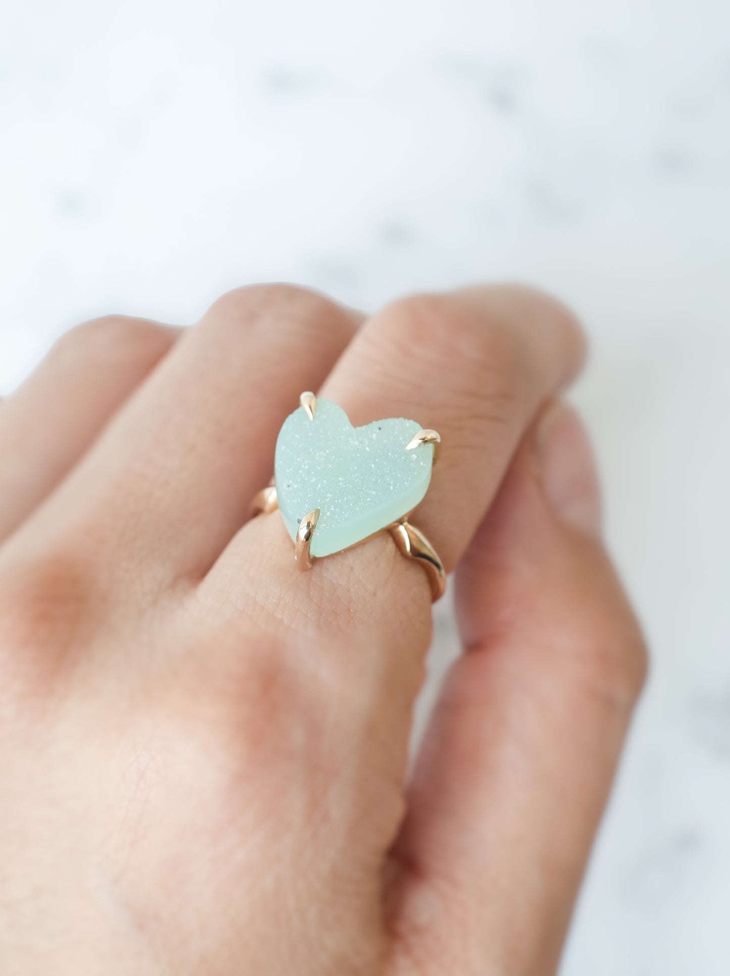 グリーンドゥルジーアゲートのリング