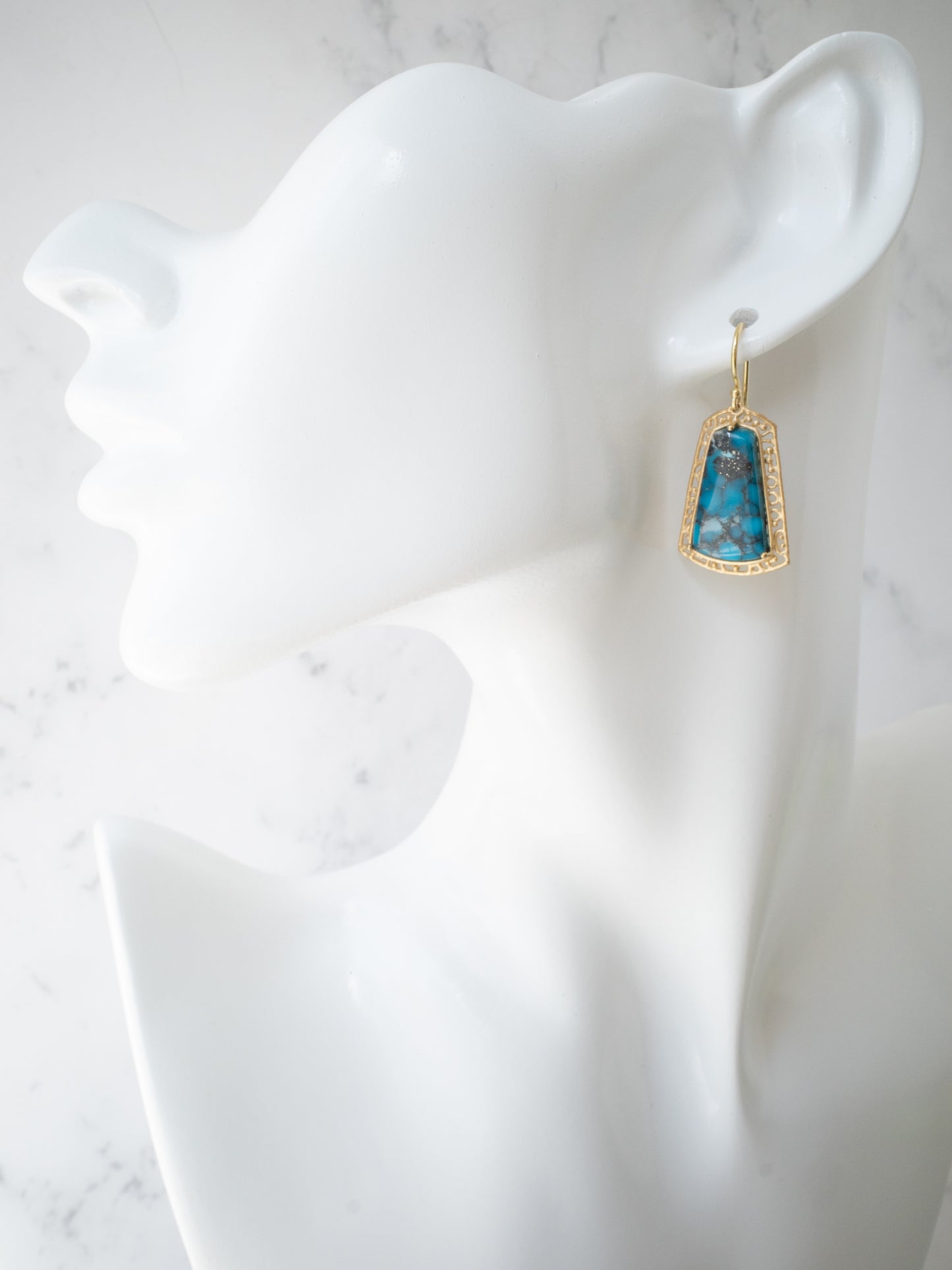 キングマンターコイズのピアス / K18YG