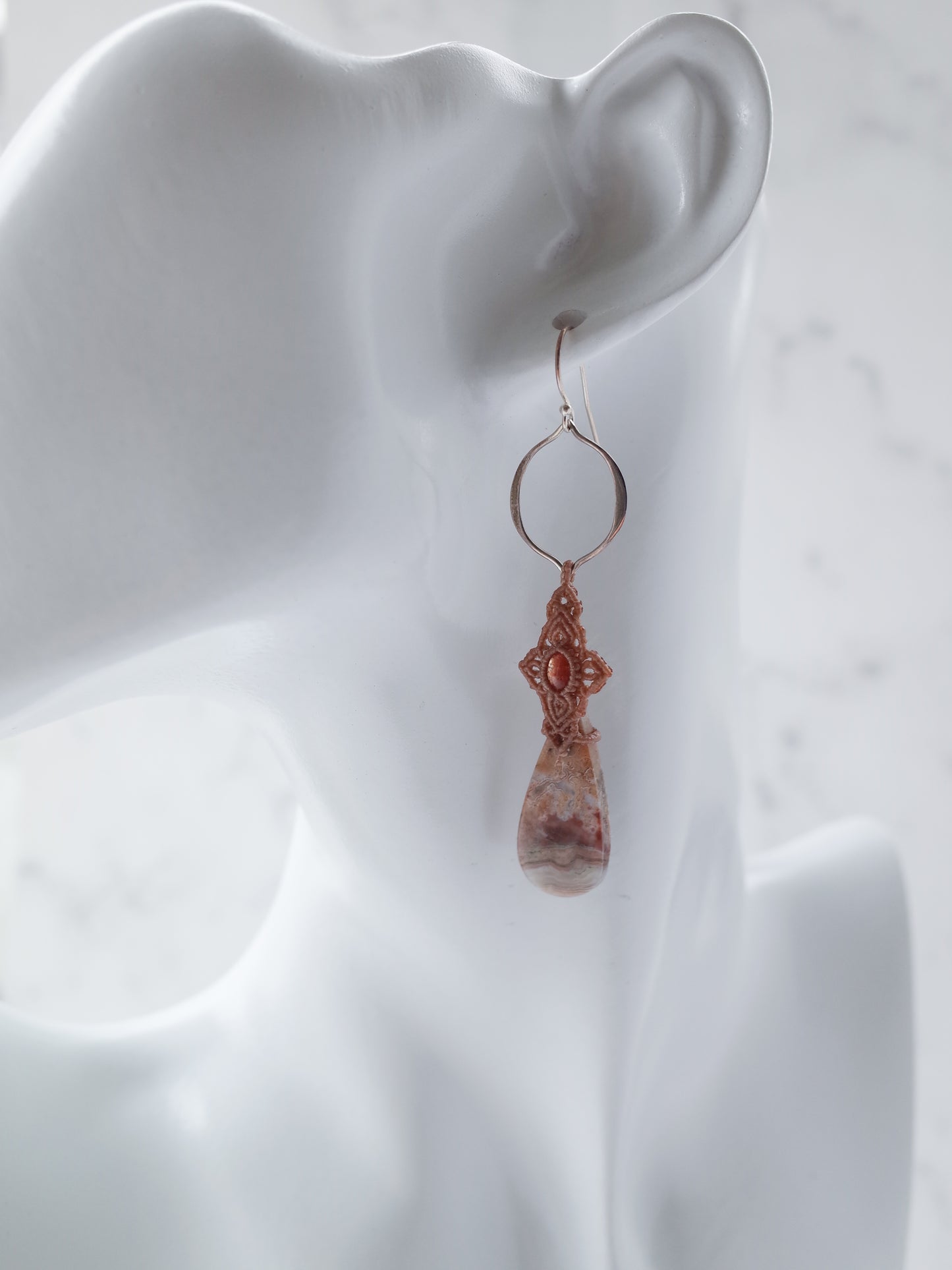 Crazy lace Agate Macrame Earrings