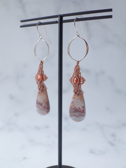 Crazy lace Agate Macrame Earrings