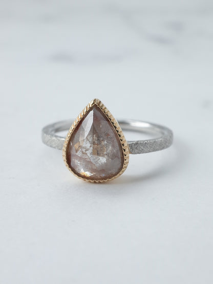 ソルトアンドペッパーダイヤモンドのリング - 2