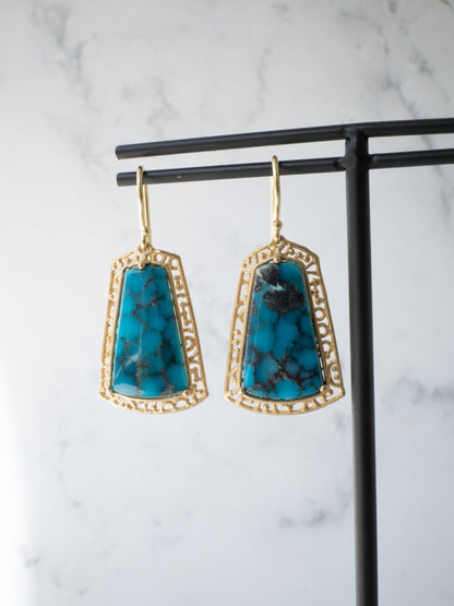 キングマンターコイズのピアス / K18YG