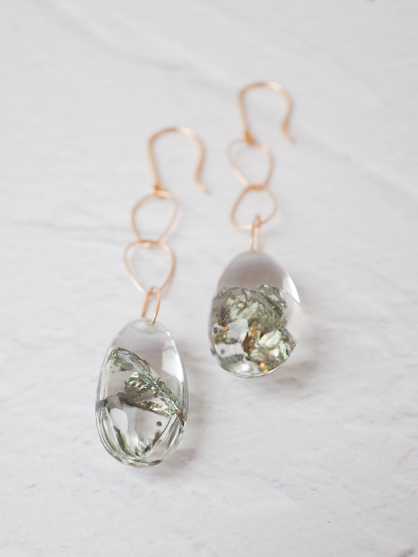 チャルコパイライトインクォーツのフックピアス