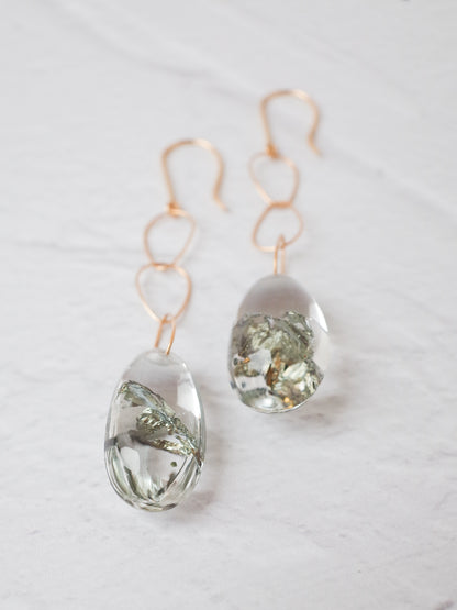 チャルコパイライトインクォーツのフックピアス