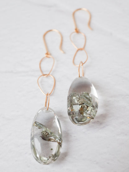 チャルコパイライトインクォーツのフックピアス