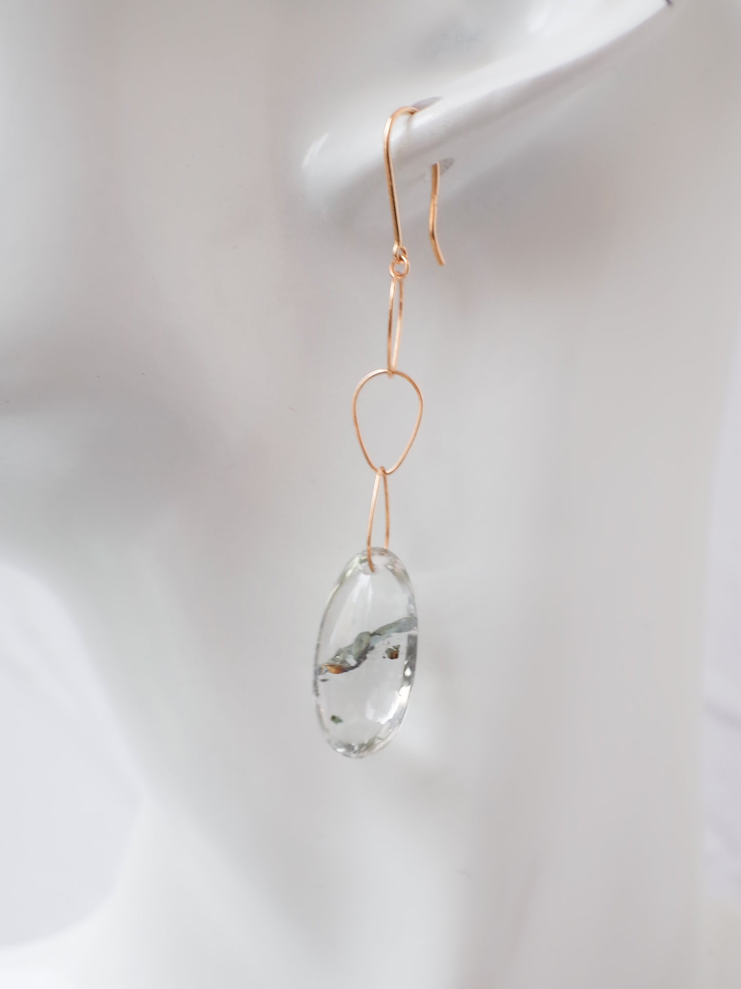 チャルコパイライトインクォーツのフックピアス