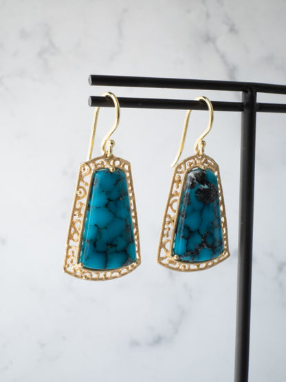 キングマンターコイズのピアス / K18YG