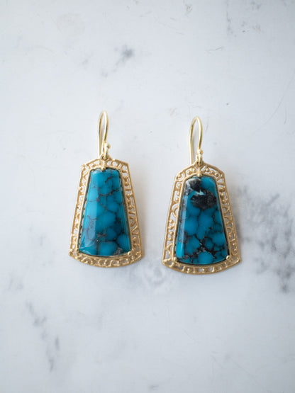 キングマンターコイズのピアス / K18YG