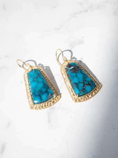 キングマンターコイズのピアス / K18YG