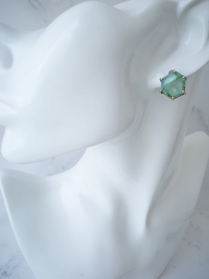 結晶エメラルドのスタッドピアス