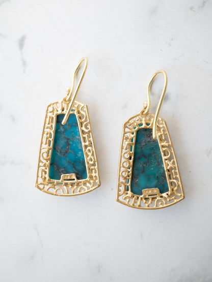 キングマンターコイズのピアス / K18YG