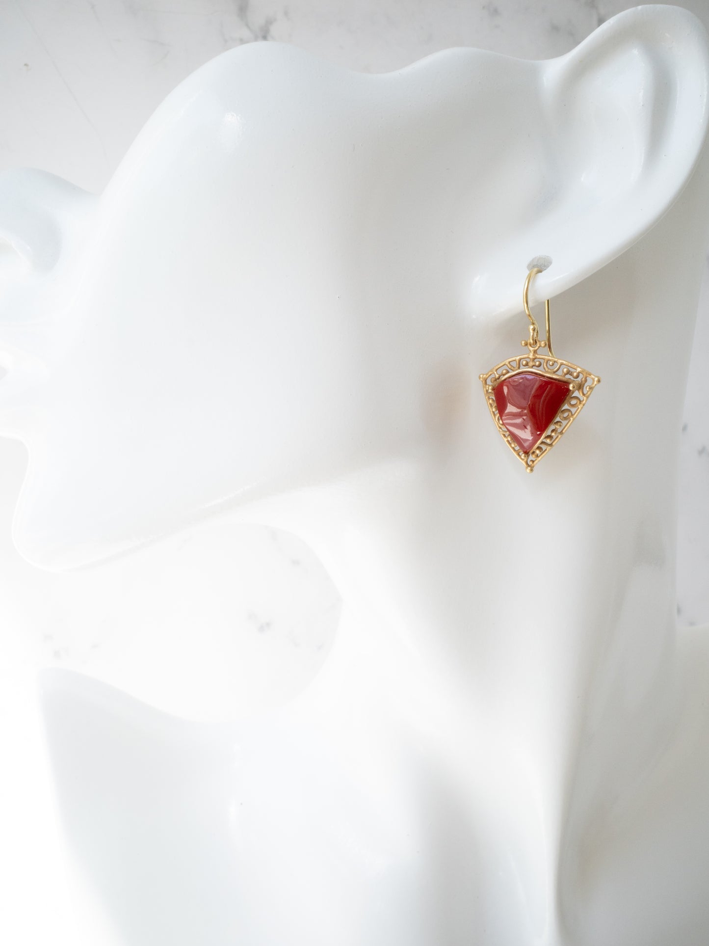 高知県産血赤珊瑚のピアス / K18YG