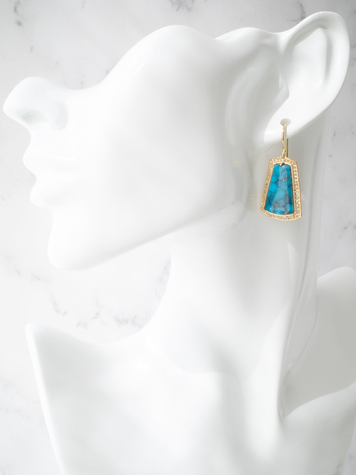 キングマンターコイズのピアス / K18YG