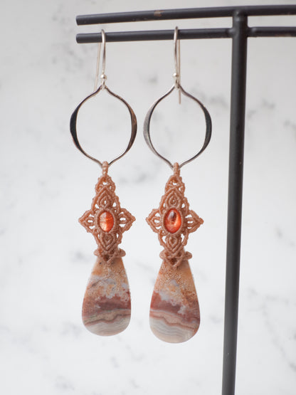 Crazy lace Agate Macrame Earrings