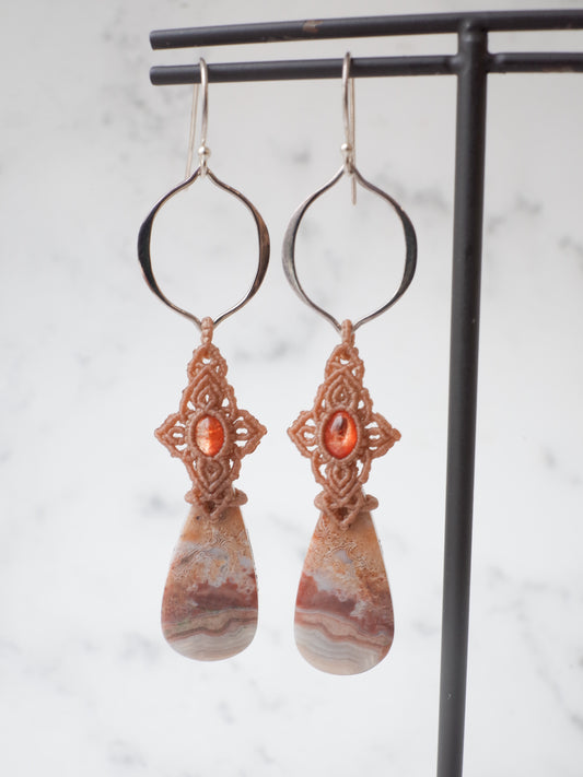 Crazy lace Agate Macrame Earrings