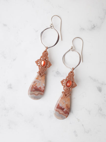 Crazy lace Agate Macrame Earrings