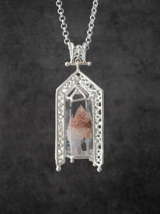 ファントムクォーツのシルバーペンダント・ピンク