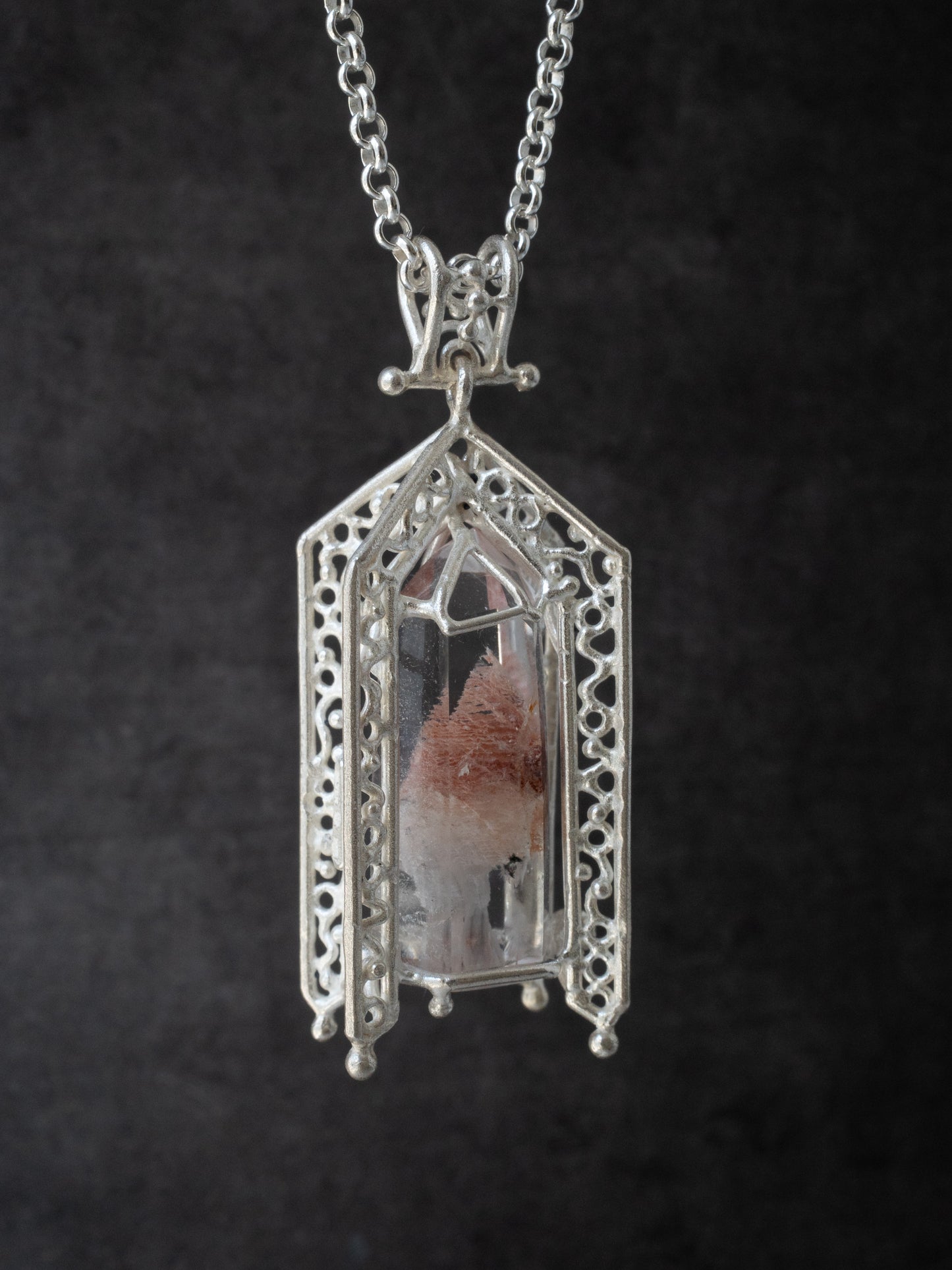 ファントムクォーツのシルバーペンダント・ピンク