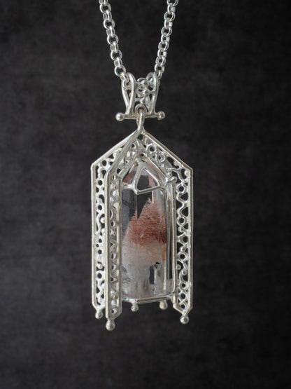 ファントムクォーツのシルバーペンダント・ピンク