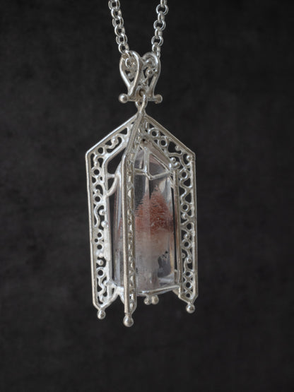 ファントムクォーツのシルバーペンダント・ピンク