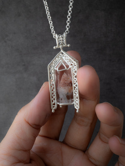 ファントムクォーツのシルバーペンダント・ピンク