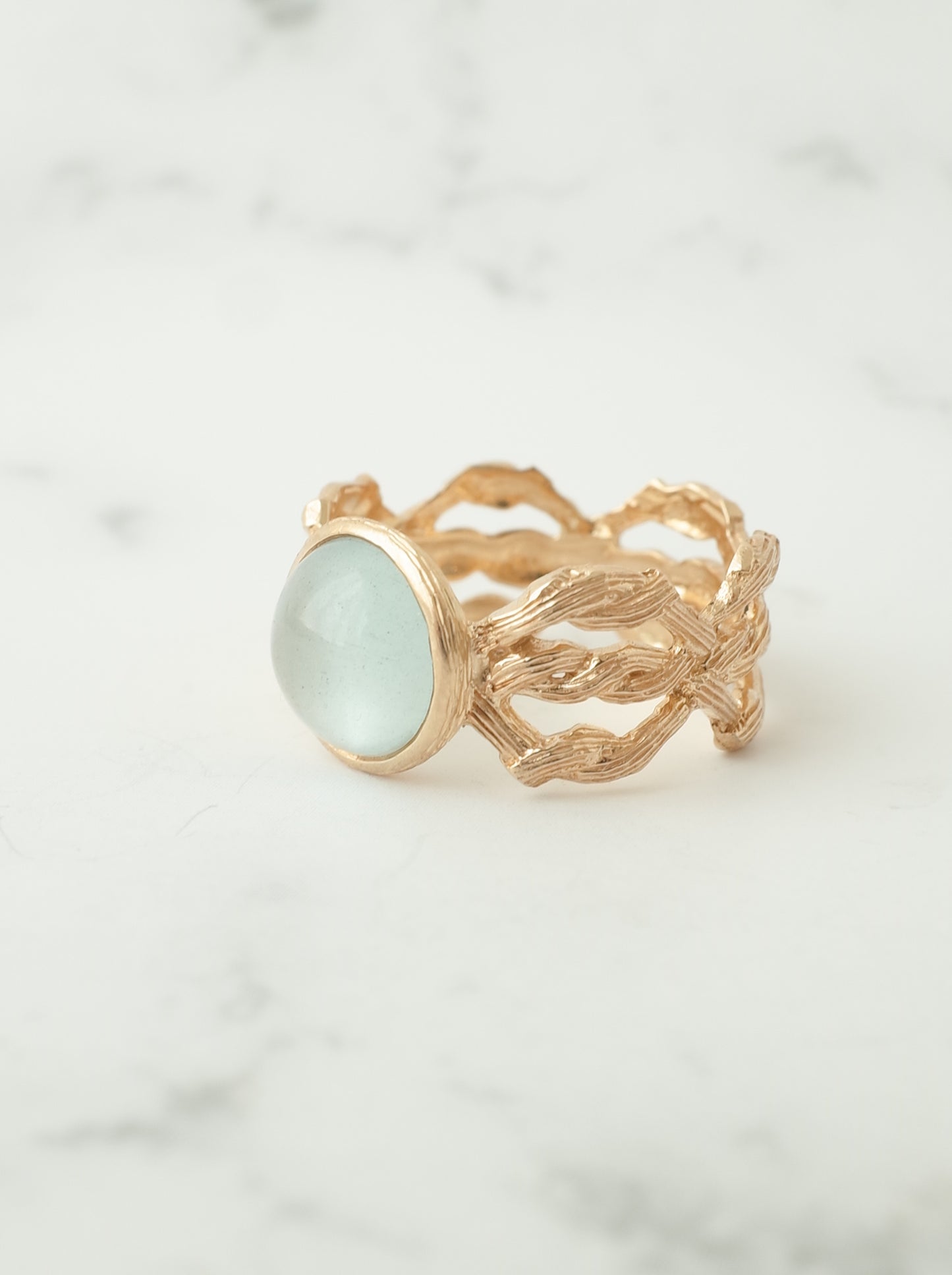 キャッツアイアクアマリンのARANリング - 1