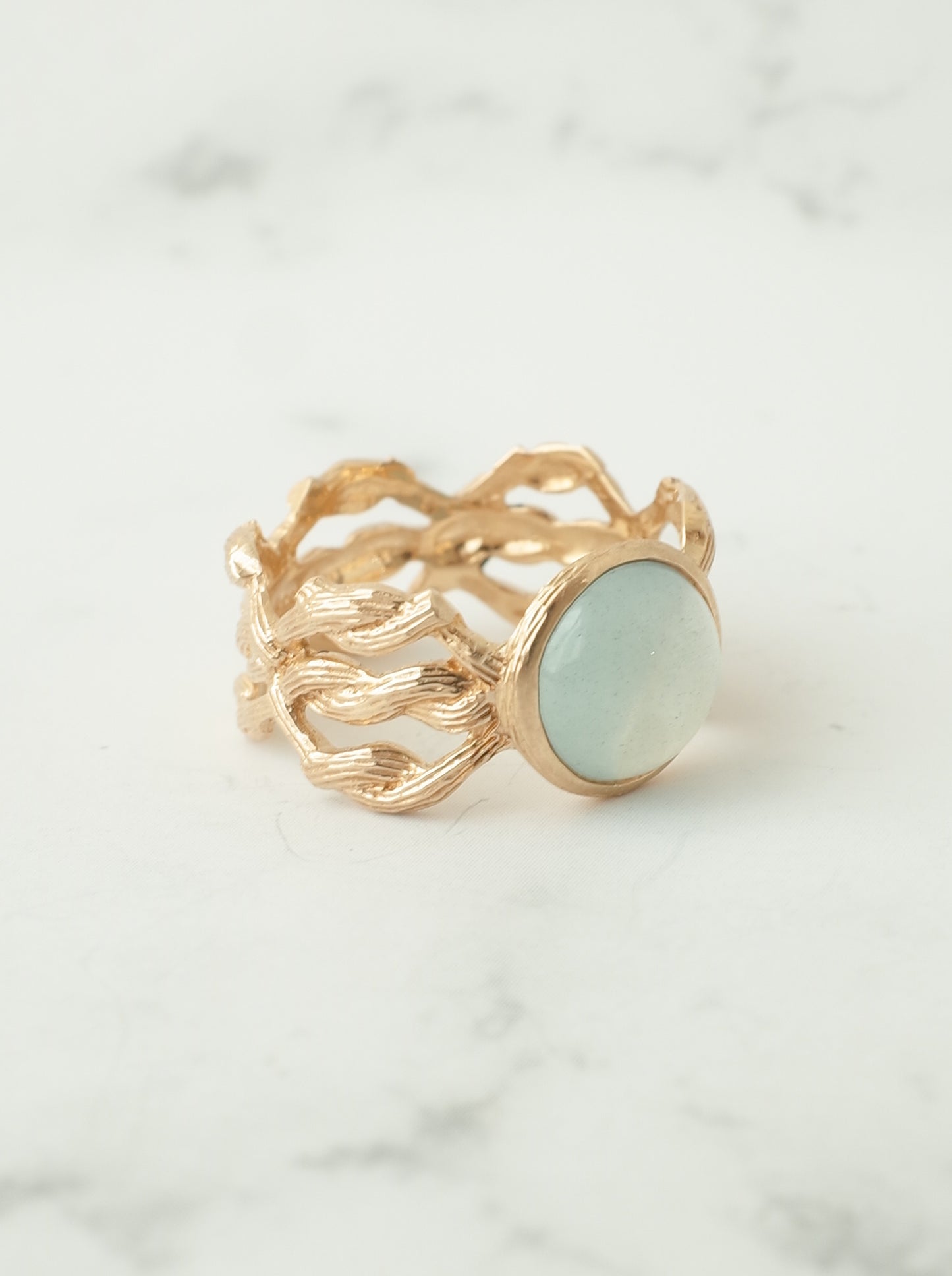 キャッツアイアクアマリンのARANリング - 1