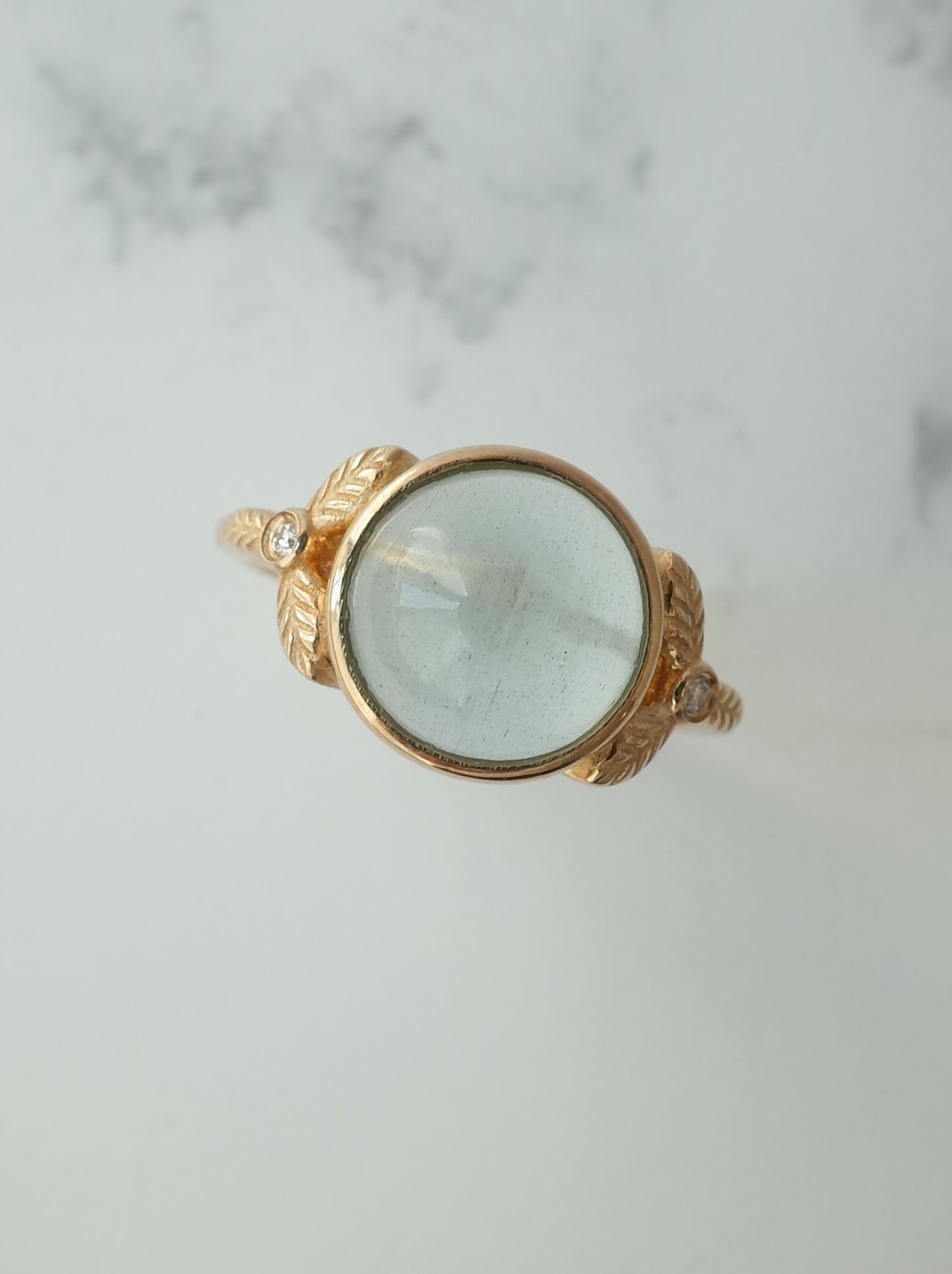 キャッツアイアクアマリンのリング - 2