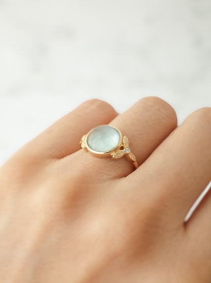 キャッツアイアクアマリンのリング - 2