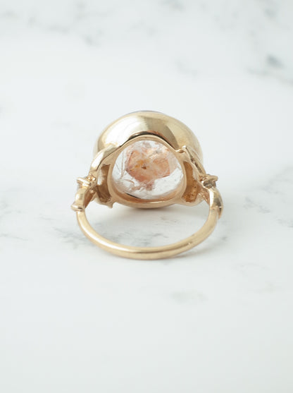 カルサイトインクォーツの三つ葉リング