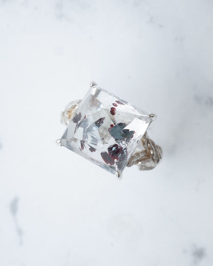 ランダムカットヘマタイトインクォーツのリング