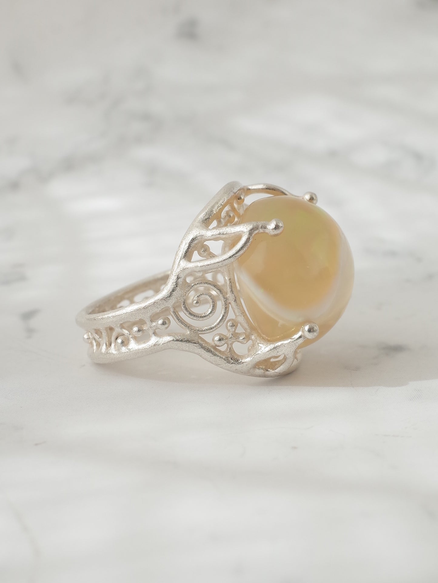 イエローオパールのシルバーリング