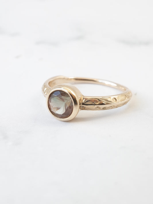 オレゴンサンストーンのシノワズリーリング-2