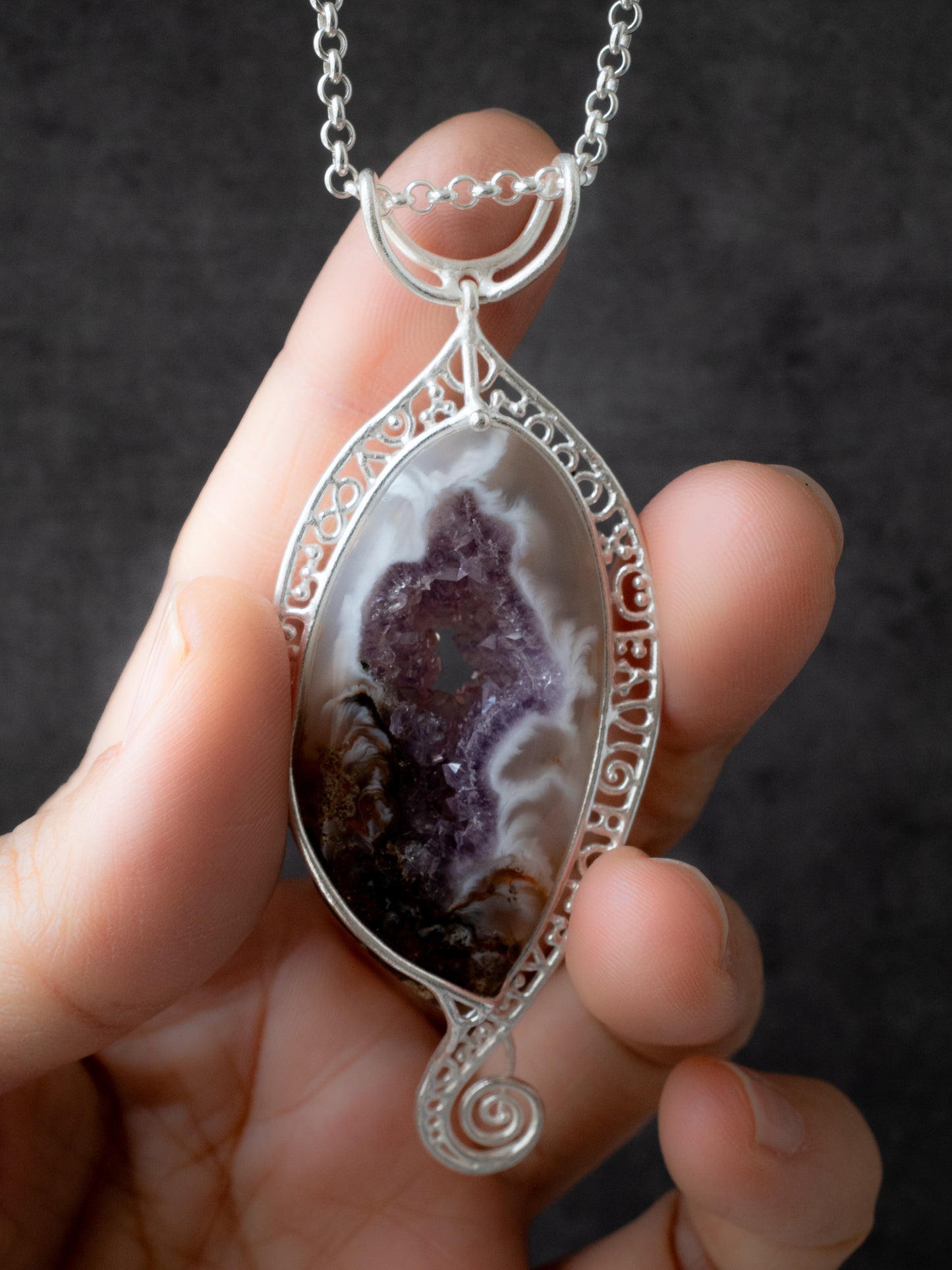 ドゥルジーアメシストのシルバーペンダント