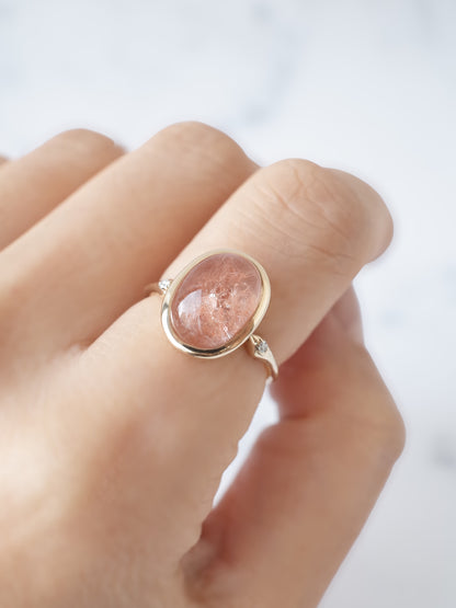 貫入ピンクデュモルチェライトインクォーツのリング　
