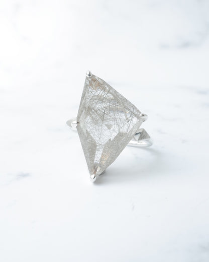 ランダムカットシルバールチルクォーツのリング - 2