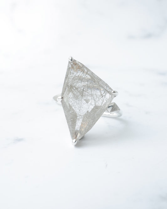 ランダムカットシルバールチルクォーツのリング - 2